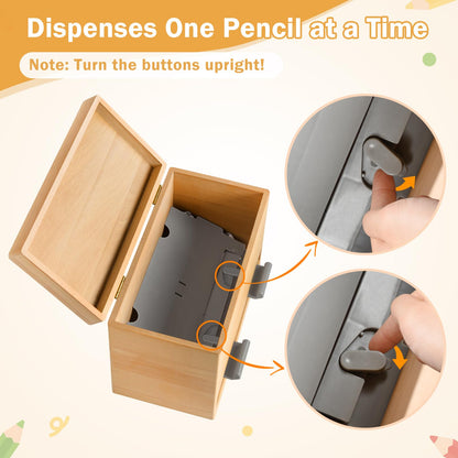 Aigybobo Pencil Dispenser for Classroom, Wooden Pencil Holder for Desk, Teacher Must Haves for Organization and Storage, Pencils Straw Dispenser for Classroom Office Kitchen Restaurant
