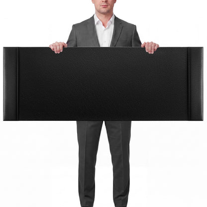 Saysurey 47.2 x 17 Inch Leather Desk Pad Protector with Side Rails, Executive Office Desk Mat for Home Workspace, Writing Surface, Mouse & Keyboard Pad, Elegant Gift for Men Dad Husband(Black)