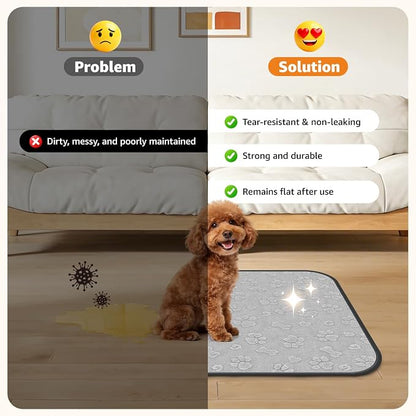 LOOBANI Reusable Pee Pads for Dogs Extra Large,36"x72" Non-Slip Washable Dog Mat 2 Pack, Super Absorbent Washable Puppy Pads, Leak-Proof Pee Rug for Hallway Runner, Floor, Bed, Gray