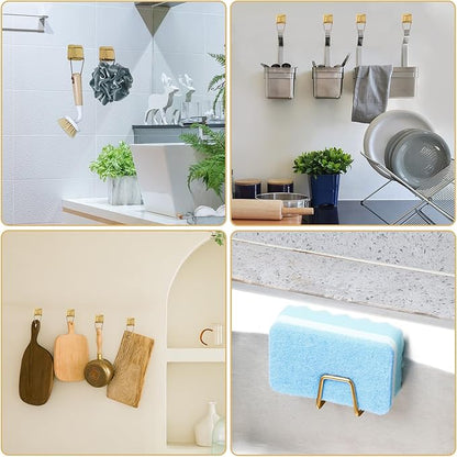 2Pcs Adhesive Sponge Holder for Kitchen Sink Essentials, Stainless Steel Dish