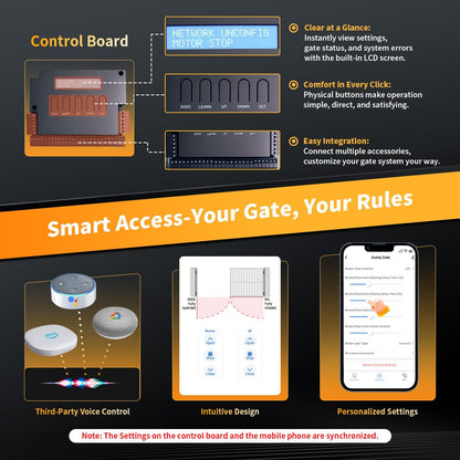 TOPENS XD852 Smart Gate Opener for Heavy Duty Dual Swing Gates Up to 18ft per Arm, Automatic Gate Opener with App Control AC Powered Remote Control Kit Solar Compatible