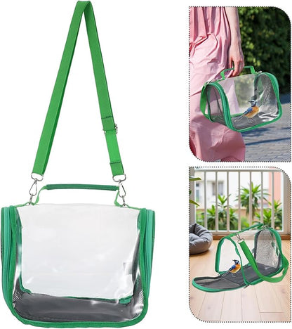 Happyyami Portable Small Bird Travel Carrier Cage with Handheld Bag, Lightweight Green Parrot and Lizard Outing Cage for Outdoor Transport and Vet Visits