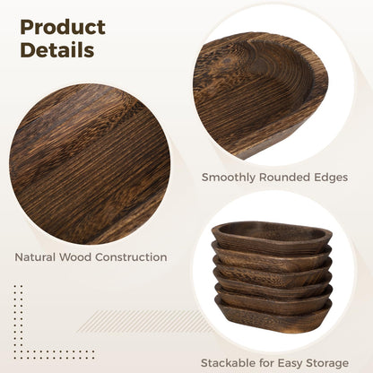 DORMIYA 6 Pack Wooden Dough Bowls for Candle Making - Oval Decor Rustic Bowls for Fruit, DIY Candle, Crafts Making, Farmhouse Wood Trays for Home Decor, 9.4 x 5.5 x 1.6 Inch