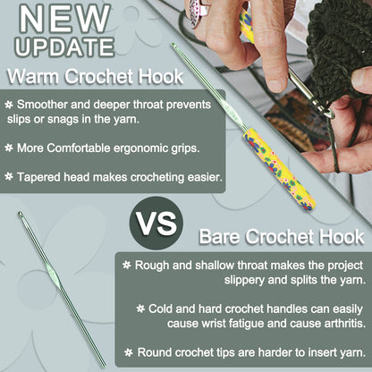 Coopay 14pcs New Warm Crochet Hooks for Beginner Crochet Hook Set, 2mm to 10mm Art Aluminum Comfy Grip Crocheting Needle Knitting Supplies Christmas Crocheting Gifts for Crocheters, Best Gift