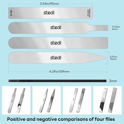 stedi Hobby Model Polishing Tools 4 PCS, Ultimate Precision Files #10000 Grit Glass Mirror Grinding Tools for Plastic Gundam Models, Wood, Resin-Base Parts.