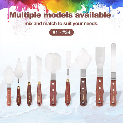 MECCANIXITY Pack of 1 Large Palette Knife No.14, 10.6" Long Palette Knives with Stainless Steel Flexible Spatula Pallet Knife and Wood Handle for Scraping, Mixing, Oil Acrylic Painting Canvas