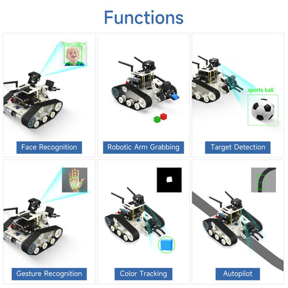 Yahboom Raspberry Pi 5 Robot Track Tank Car Kit with Robotic Arm Artificial Intelligence Learning Electronic Programming for Teens Adults (Transbot-SE with Pi 5 4G)