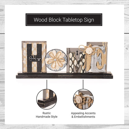 Young's Wood and Multi Media Home Table Top Sign, 17.75", Multicolor