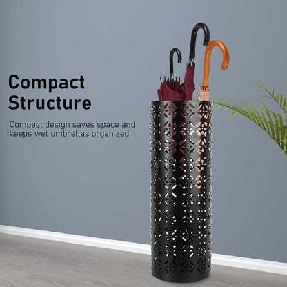 Round Umbrella Organizer Bin, Freestanding Metal Umbrella Holder Umbrella Stand Rack for Entryway, Canes Walking Sticks Holder Rain Collection for Home, Office (Large)