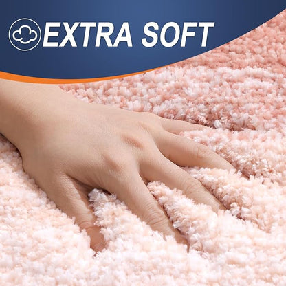OLANLY Bathroom Rugs Mat 36x24, Extra Soft Absorbent Microfiber Bath Rugs, Rubber Backing, Quick Dry, Machine Washable Bath Mats for Bathroom Floor, Tub and Shower, Home Decor Accessories, Peach