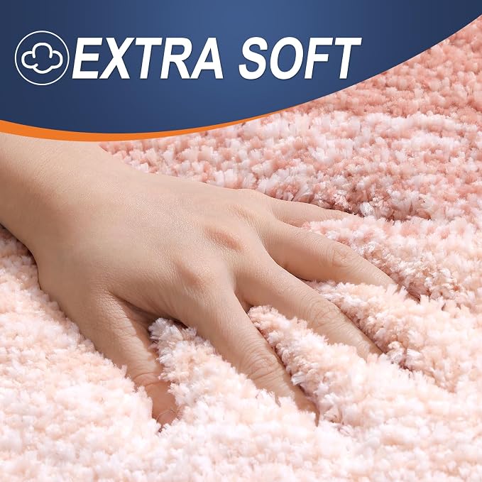 OLANLY Bathroom Runner Rugs Mat 59x24, Extra Soft Absorbent Microfiber Bath Rugs, Rubber Backing, Quick Dry, Washable Long Bath Mats for Bathroom Floor, Tub and Shower, Home Decor Accessories, Peach