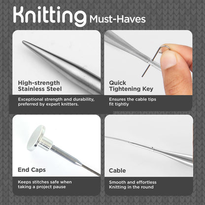 KnitPro Stelo Midi Normal Interchangeable Needle Set 5" (13cm) | 7 US Sizes (2.5 to 8)