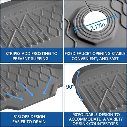Sink Splash Guard Gen2-17" x 6'' Kitchen Sink Accessories, Silicone Sink Mat