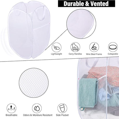 BATTOO Deluxe Strong Mesh Pop up Laundry Hamper Basket