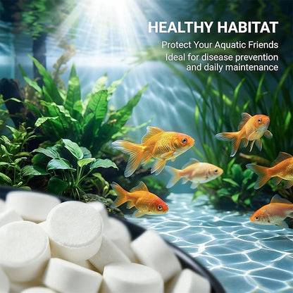 MAQIHAN 150 Tablets Aquarium Salt - Aquarium Salt Freshwater for Freshwater Tank Koi Pond Salt for Koi Fish, Goldfish, Guppies, Mollies, Scats, Monos