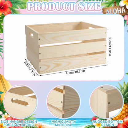 Huwena 2 Pack DIY Bikini Box Kit- DIY Bikini Storage, 16 * 12 * 8in Unfinished Wooden Storage Box Shells and Color Paint Assembly Summer Pool Bin for Hawaiian Tropical Beach Party