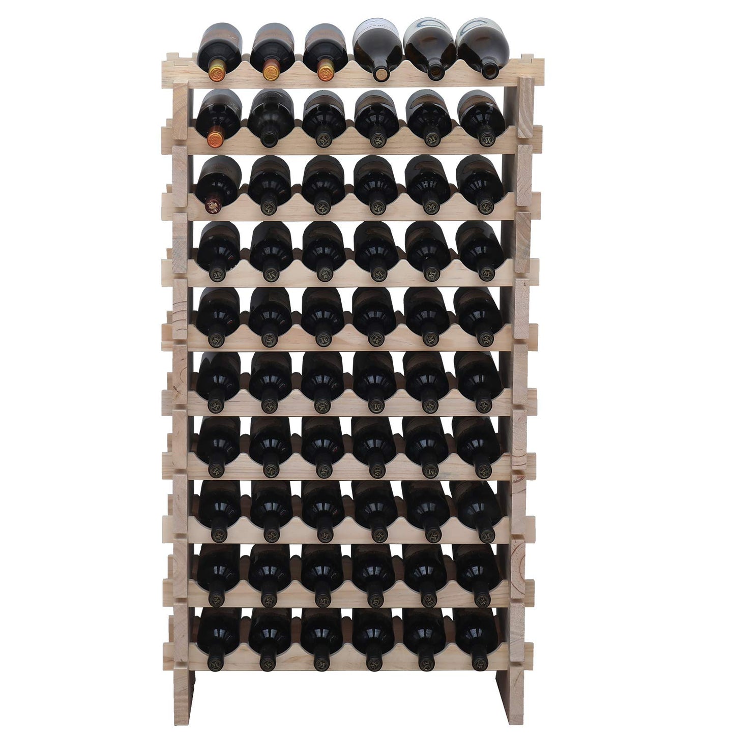 fdjamy Wine Rack Solid Wood Stackable Storage Wooden Wine Rack Wine Cabinet (60 Bottles, Natural Color)