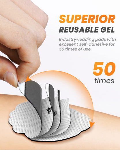 20-Pack TENS Unit Replacement Pads, Long-Lasting Snap Electrodes for 50 Times of Use per Pad, Latex-Free TENS Pads Set Compatible with TENS EMS Devices Using 3.5mm Button Lead Wires