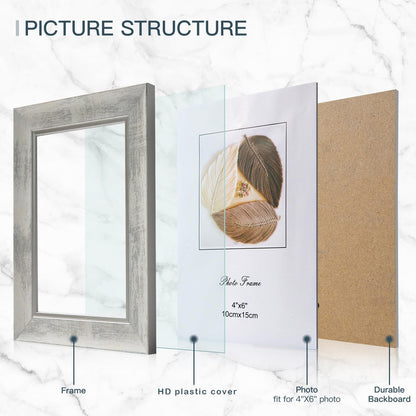 XUANLUO 4x6 Picture Frames Set of 4 Rustic Retro Photo Frame with HD Plastic Cover for Wall Mount and Tabletop Display Family Friends Wedding Gift
