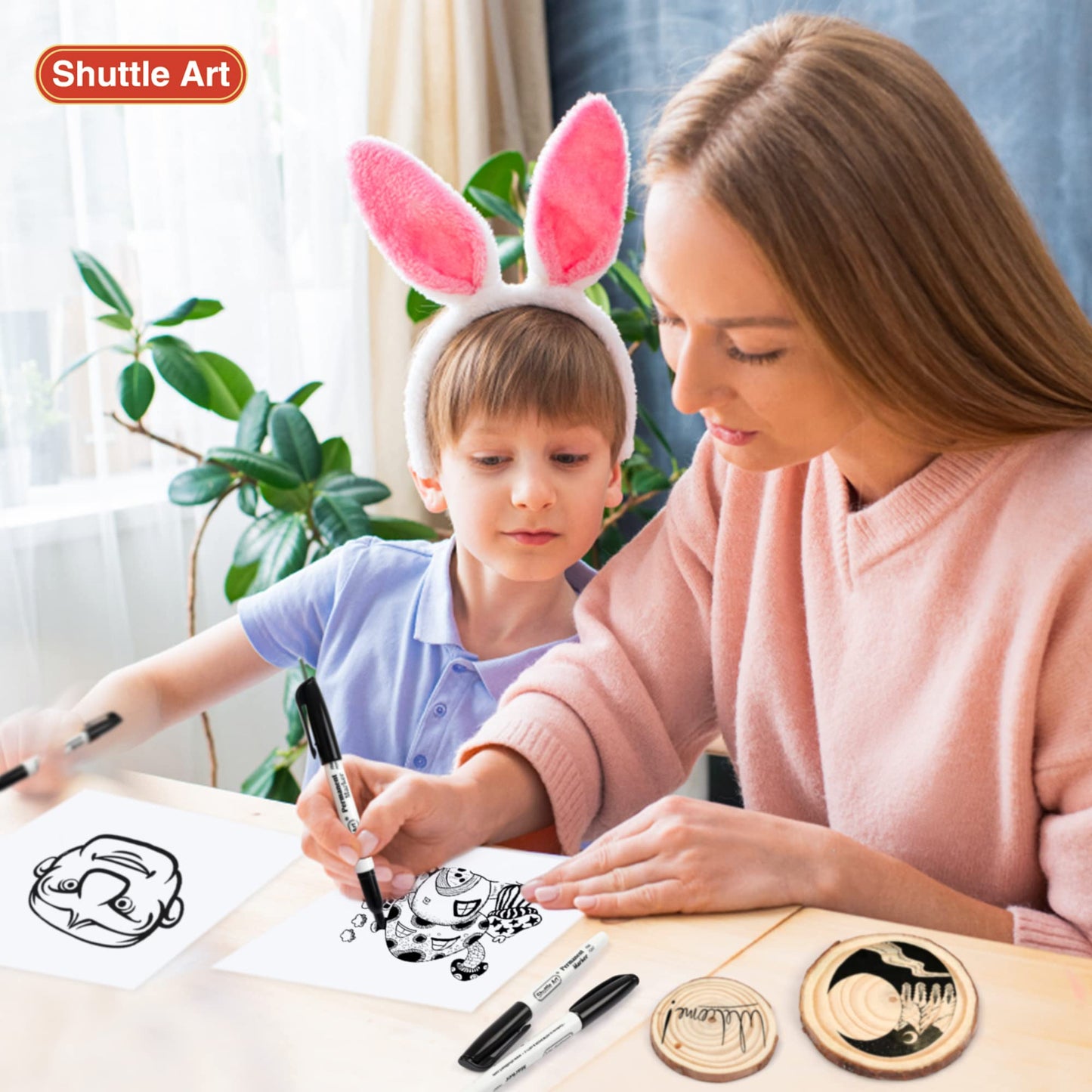 Shuttle Art Permanent Markers, 70 Pack Black Permanent Marker set,Fine Point, Works on Plastic,Wood,Stone,Metal and Glass for Doodling, Marking