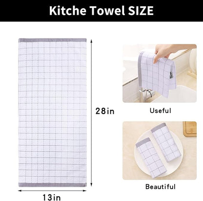 Homaxy 100% Cotton Terry Kitchen Towels, Checkered Designed, Soft and Super
