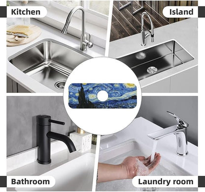 The Starry Night Kitchen Sink Splash Guard Faucet Mat Super Absorbent Fast