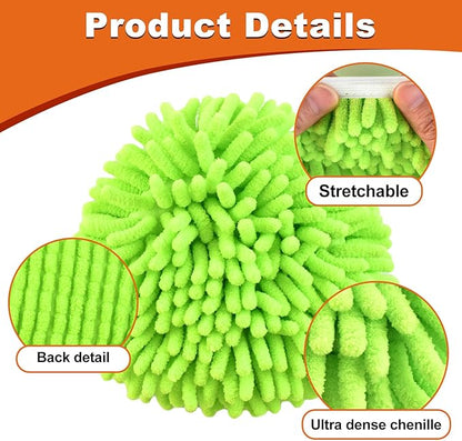2 Microfiber Mop Head Refills and 2 Chenille Mop Pads, 1 Upgrade Scrub Brush 1