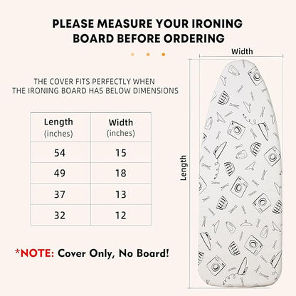 Seiritex Wide Ironing Board Cover and Pad 18 x 49 inch Heat Reflective