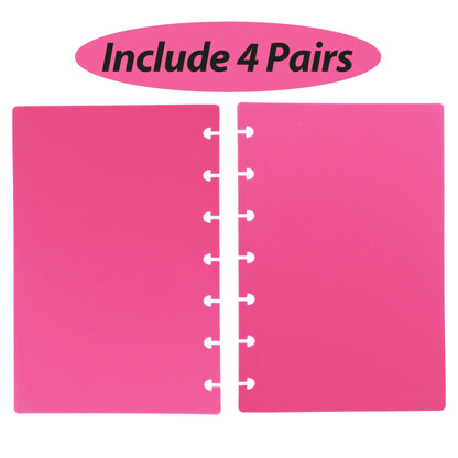 ITSYHPRO Discbound Notebook Covers,Discs DIY Planner Cover - Mini 7-Hole,Compatible with Levenger Circa Arc TUL and Happy Planner(Rose Pink,Mini,4Set)