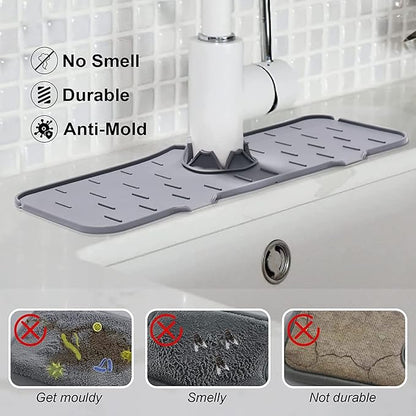 2Pcs Kitchen Sink Splash Guard, Silicone Faucet Mat Splash Guard