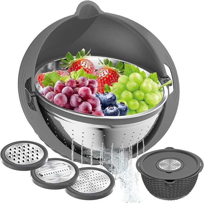 4-in-1 Colander with Bowl Set – Food Strainers and Colanders