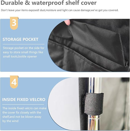 Waterproof Shelf Cover,Outdoor 600D Heavy Duty Dustproof Storage Shelves Cover,60''x24''x72'' Shelf Covers for Wire Shelving with Zippers,Storage Rack Covers with Clear Front