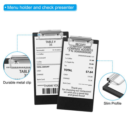 PATIKIL Check Presenters for Restaurants, 30Pcs Mini Clipboard Wood Check Holder Half Page Menu Holder for Restaurant Cafe Waitress Guest Check Server, Black