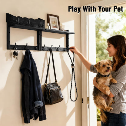 Dellicasi 28" Coat Rack Wall Mount with Shelf, Entryway Wall Mounted Coat Rack Wood Wall Coat Hooks with 7 Hooks 3 Key Hanger, Key Holder Wall Mount Mail Holder for Living Room, Bedroom