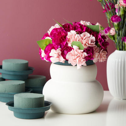 Juvale Flower Arrangements Supplies Wet Floral Foam Round - 6-Pack 4.7 x 2 in Round Green Plastic Vase Inserts - Floral Supplies for Fresh Flowers