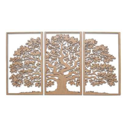 Tree of Life 3-Panel Wooden Wall Art – Baltic Birch Hanging Decor, Rustic Home & Living