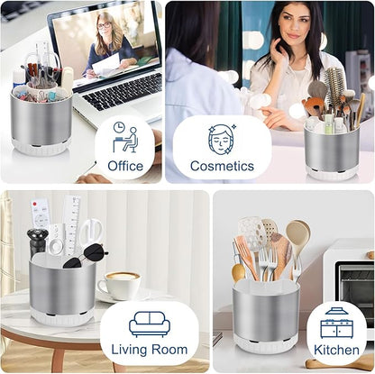 Silver Toothbrush Holders for Bathrooms Countertop Organizer
