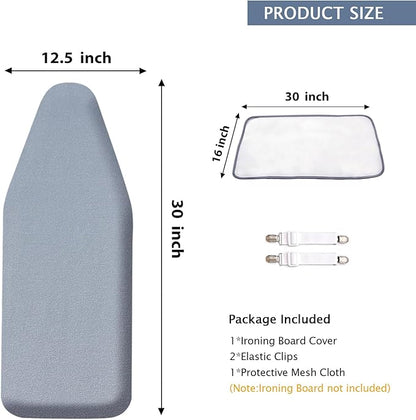 SheeChung 12.5"x32" Small Table Top Ironing Board Cover and Pad, Fits Mini