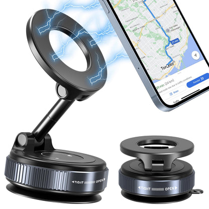 KALVATAY Vacuum Magnetic Phone Holders for Your Car, 360° Adjustable Car Phone Holder for Magsafe with Powerful Magnet, Folding Car Mount for iPhone 17 Pro Max 16 15 14 13 12 Air Plus & Android