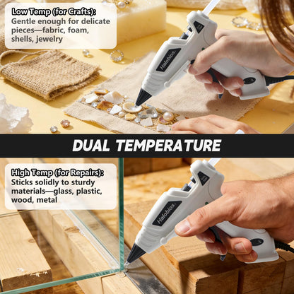 Halobios Mini Dual Temp Hot Glue Gun with 32 Glue Sticks, Quick Preheat Hot Glue Gun, Two Temperatures for DIY, School Craft and Home Repairs (White)