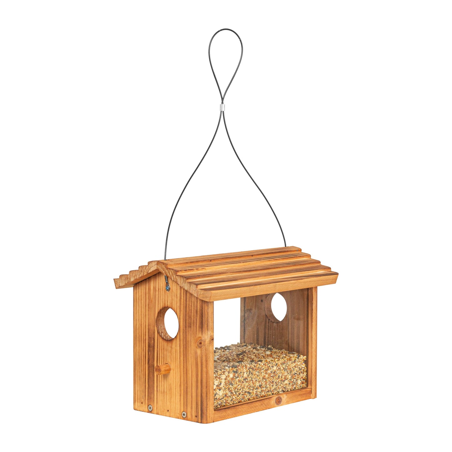 BalterFF Bird Feeders for Outdoors,Wooden Unique Seed Sunflower Food Feeder Blue Cardinal Finch Backyard Platform Balcony Gazebo Tree Fence Wall Mount Effortless Holder Automatic Buddy 6