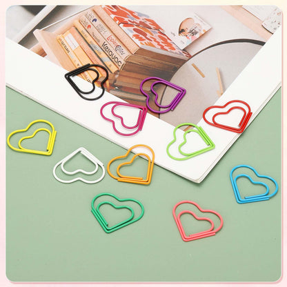 PATIKIL 100 Pcs Heart Shape Paper Clip, Metal Cute Small Paper Clamp Clips for Office Supplies Craft Scrapbook Document Note Sorting, Plastic Coating, Pink