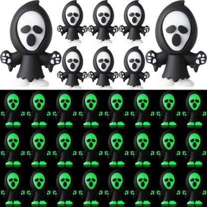 VioraWhite 50 Pcs Mini Ghost Figurines Glow in The Dark Tiny Devil Figurine to Hide and Seek Luminous Little Statue for Theme Party Miniature Garden Decorations
