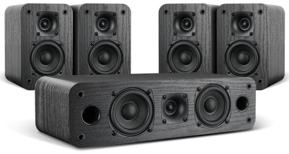 Saiyin 5.0 Home Theater System, 230w Peak Power HiFi Surround Sound Speakers with Stereo Surround Sound and Classic Rretro Wood Grain for TV/PC, Passive, Amplifier Required (Cable Not Included)