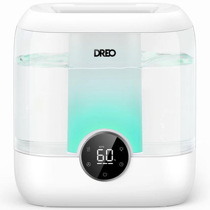 DREO Humidifiers for Bedroom, 6L Easy to Fill & Clean, 60H Runtime for Large room, 28 dB Quiet Cool Mist Air Humidifier for Plant, Baby Nursery, Home, Indoor, Night Light, Precise Humidity Control