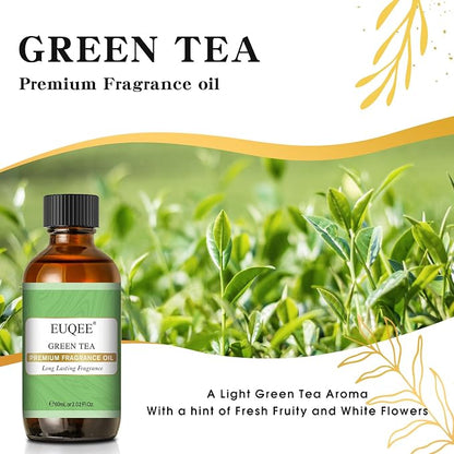 EUQEE Green Tea Fragrance Oils, 2.02 Fl oz/ 60ml Essential Oils for Diffuser, Candle Making, DIY Soap with Glass Dropper