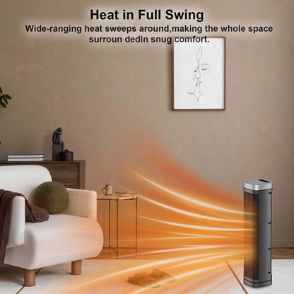 Portable Space Heater, 1500W Ceramic Heating Fan with Thermostat, Remote Control, 3 Heating Modes, 70° Oscillation, Ideal for Office, Home, and Bedroom Use