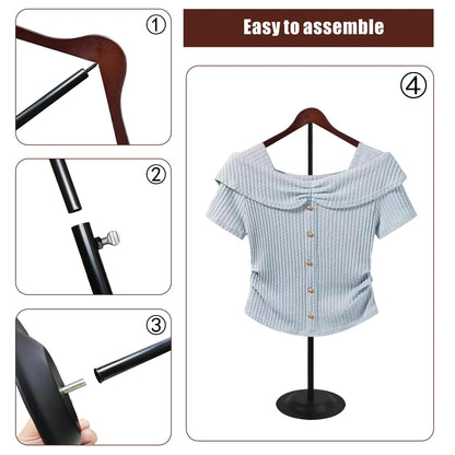 wdbg 12 Pack T Shirt Display stand, Adjustable T shirt Shoulder Stand for Vendor Portable Hanging wooden Clothes Rack for Clothing Dress Jacket Coat Retail 17-31.5 Inch, Black