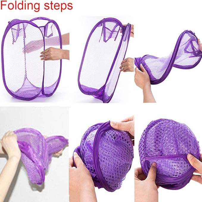 RZJZGZ Foldable Pop-Up Mesh Laundry Hamper