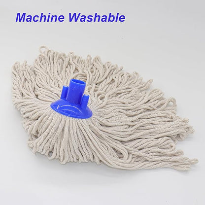 Cotton Cloth Mop, 4 Section Stainless Steel Pole + Two Cotton String Mop Heads